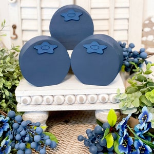 Blueberry decor, wood blueberry, summer decor, tiered tray decor, farmhouse decor, summer tiered tray, blueberry pie, blueberry theme