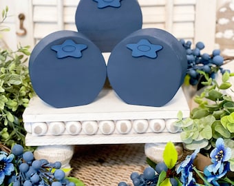 Blueberry decor, wood blueberry, summer decor, tiered tray decor, farmhouse decor, summer tiered tray, blueberry pie, blueberry theme
