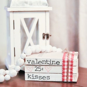 Valentines Day Bookstacks, Valentines decor, stamped books, Valentines farmhouse decor, farmhouse decor, bookstacks image 5