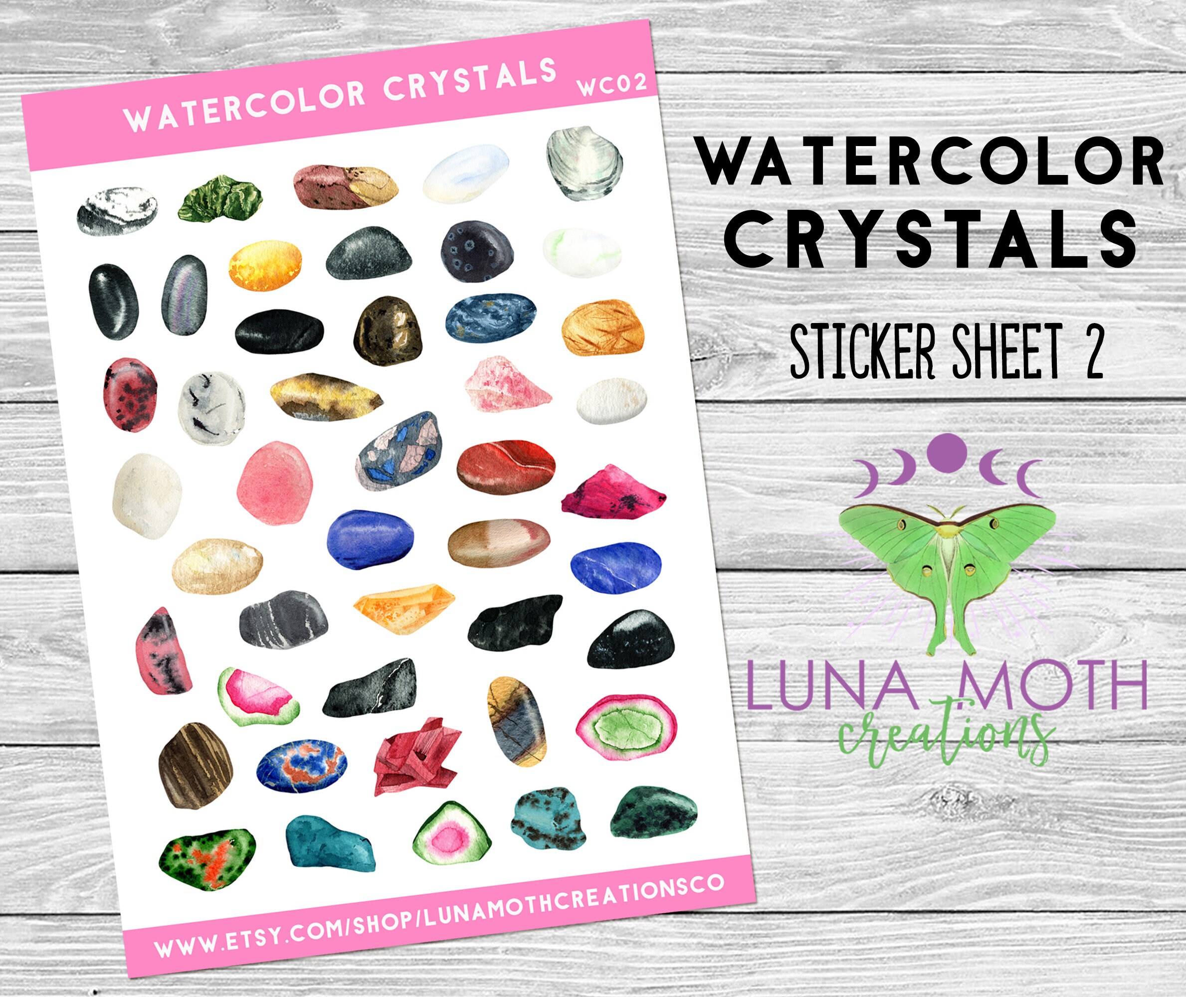 Watercolor Crystals Planner Sticker Bundle Crystal Stickers | Etsy