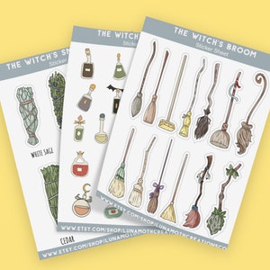 Witch&#39;s Tools Bundle Planner Stickers, Witchy Planner Stickers, Witch Stickers, Broom Stickers, Smudge Stick Stickers