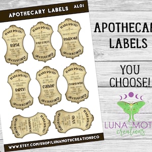 Apothecary Labels - You Choose the Herbs, Herb labels, witchcraft herbs, herbs for tea