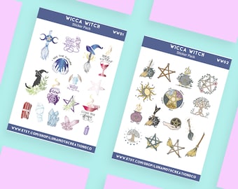 Wicca Witch Stickers Bundle Pack, Witchy Planner Stickers, Book of Shadows Stickers