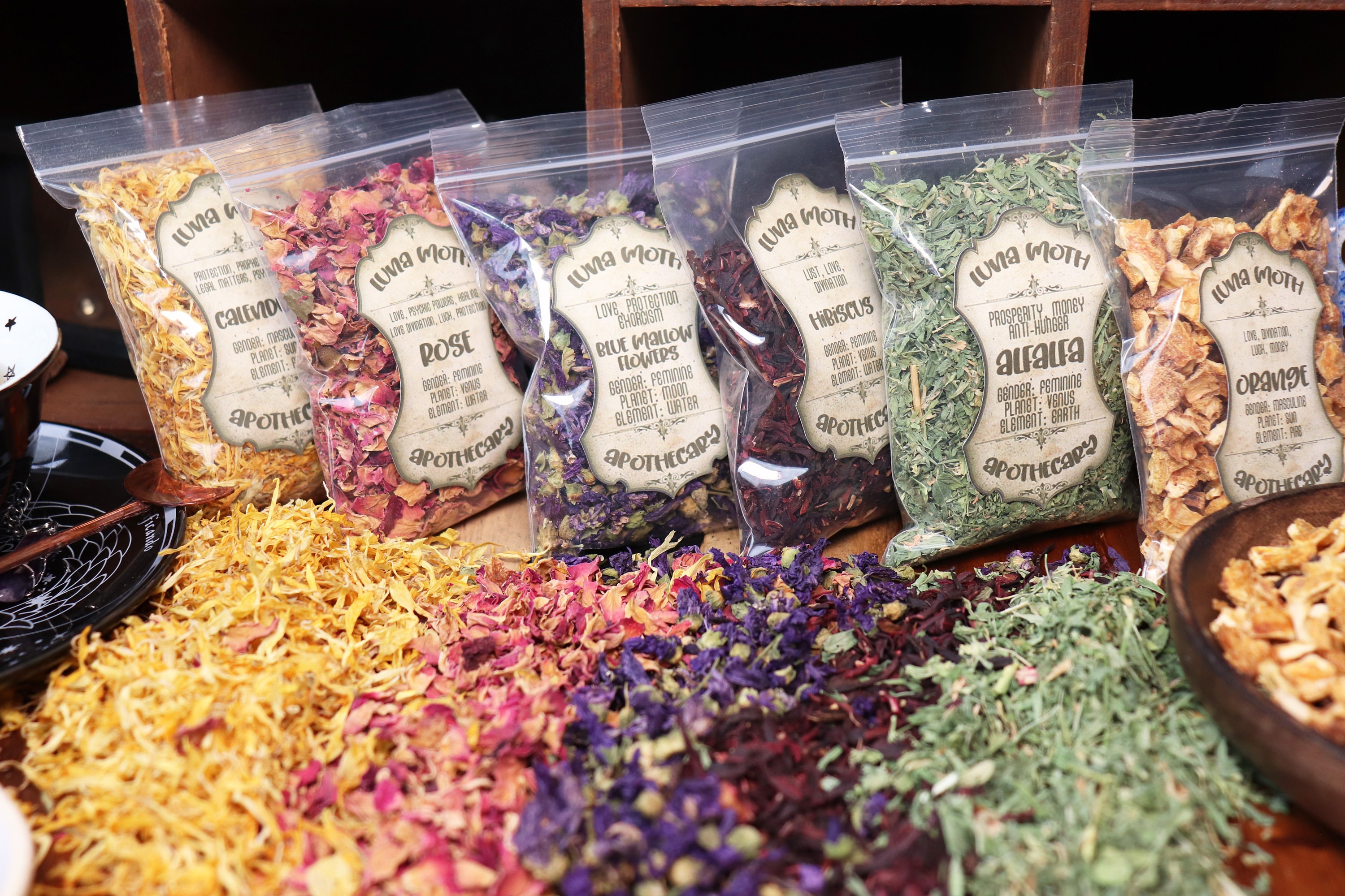 Witchcraft Dried Herbs Supplies 20 Organic Witch Herbs for Spells W Spoon  NEW