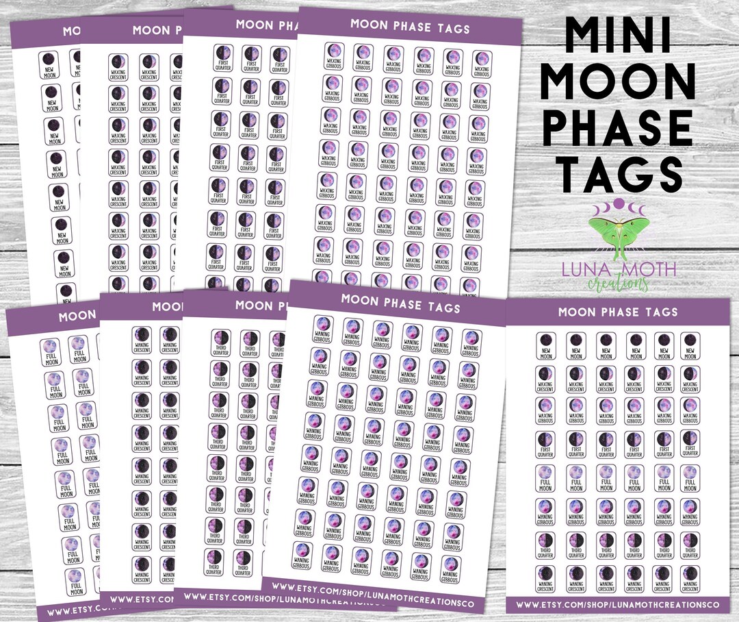 Purple Mini Moon Phase Planner Stickers: Witchy Mini Stickers - Etsy