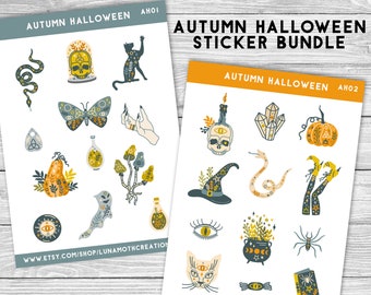 Autumn Halloween Stickers, Witchy Stickers, Halloween Stickers, Book of Shadows Stickers
