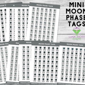 Mini Moon Phase Planner Stickers: Black Border, Witchy Stickers