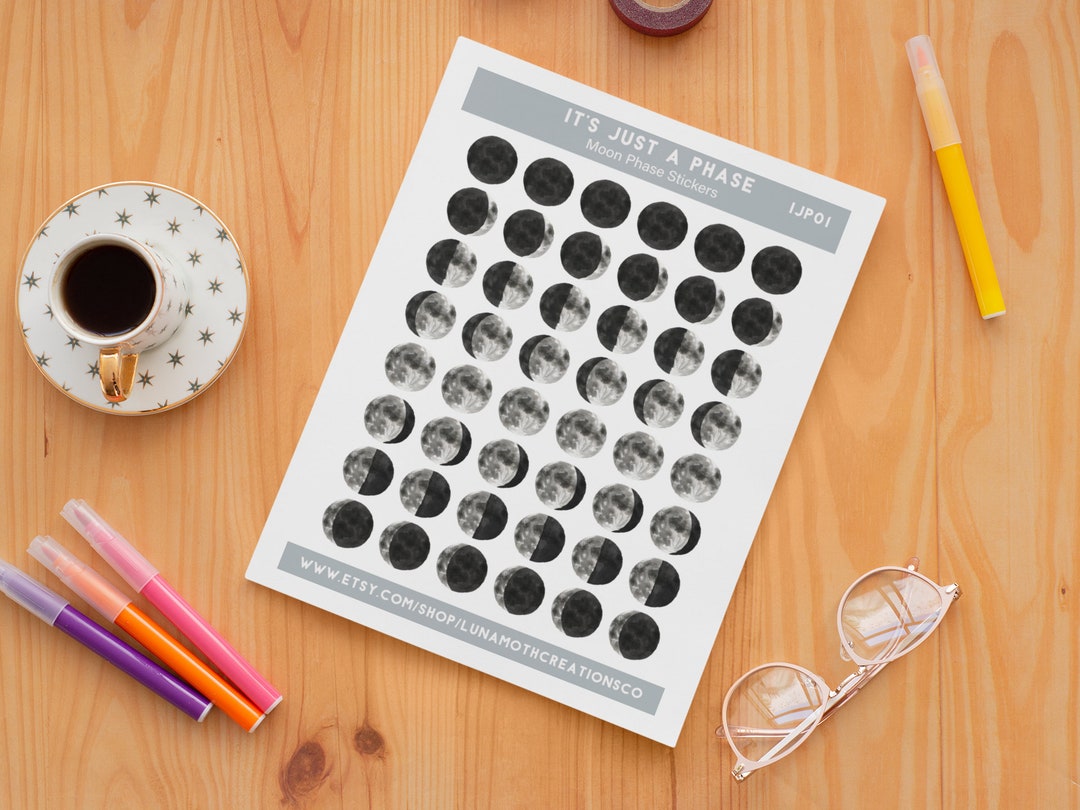 Watercolor Moon Phase Planner Stickers: Lunar Cycle Set - Etsy