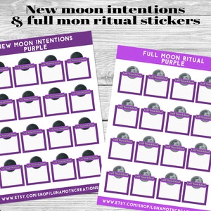 Purple Moon Ritual Planner Stickers: Full & New Moon Intentions