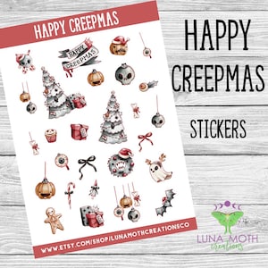 Happy Creepmas Planner Stickers: Witchy Goth Halloween