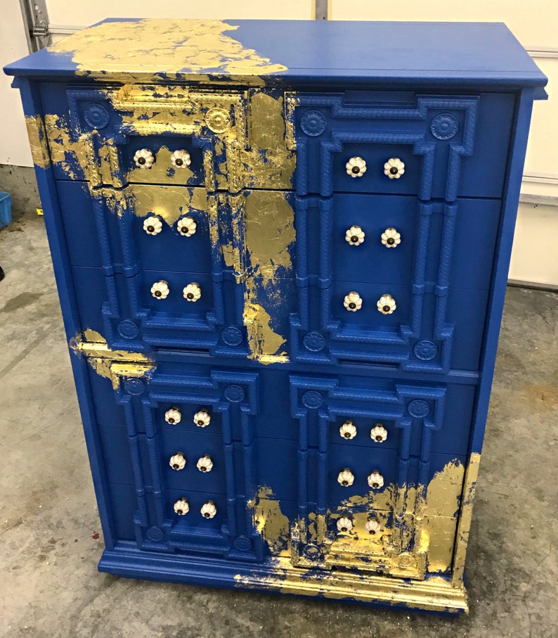 Vintage Antique Dresser Highboy Dresser Blue Dresser Etsy