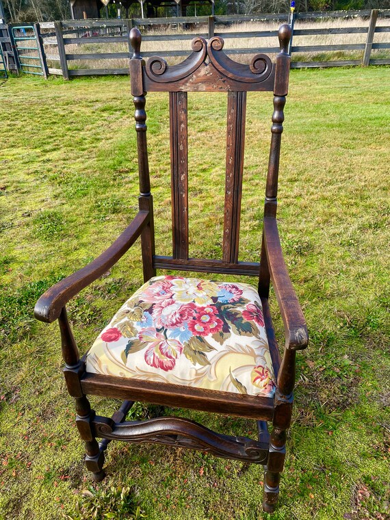 Antique Highback Chair Carved Chair French Country Chair Etsy