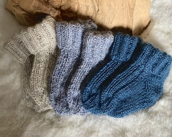 Alpaca baby socks 0-3, 3-6 months.