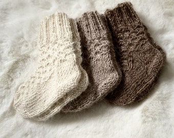 Baby Socken Alpaka 0-3, 3-6 Monaten.