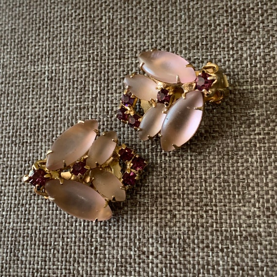 Purple Glass Insect Flower Earrings-Purple Clip O… - image 4