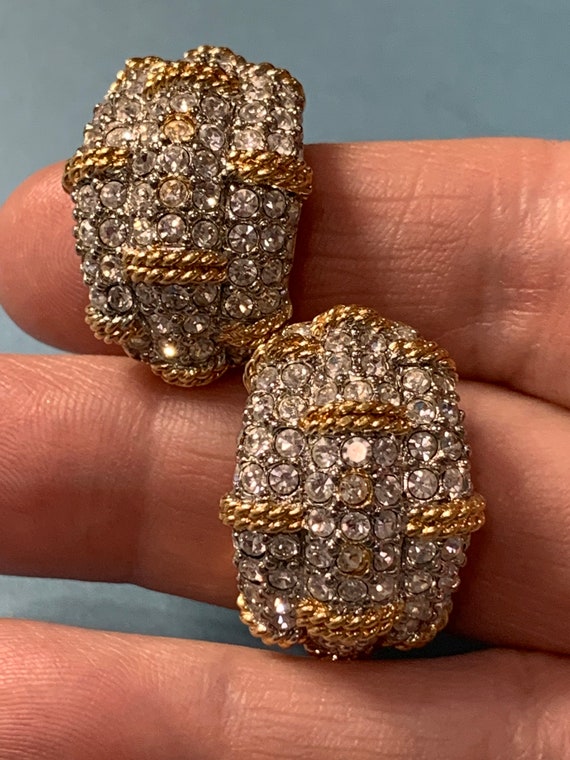 Vintage Swarovski Crystals Earrings- Clip On Swar… - image 4