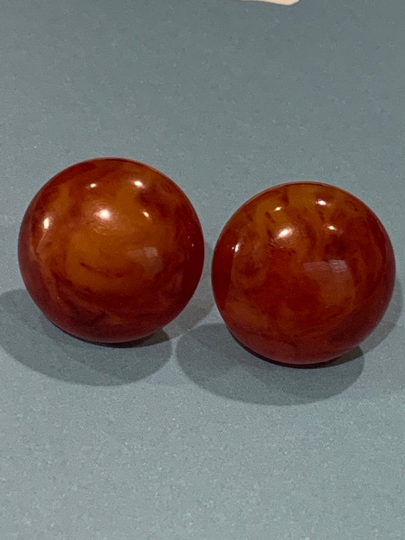 Butterscotch Bakelite Earrings- Round Bakelite Scr