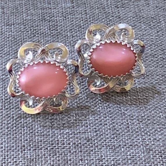 Ladies Cuff Links-Pink Cuff Links-Silver Tone Cuff