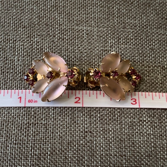 Purple Glass Insect Flower Earrings-Purple Clip O… - image 6