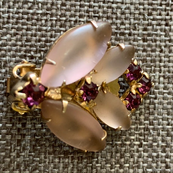 Purple Glass Insect Flower Earrings-Purple Clip O… - image 5