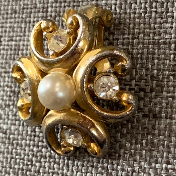 Bogoff Clip On Earrings-Faux Pearl & Rhinestone E… - image 6