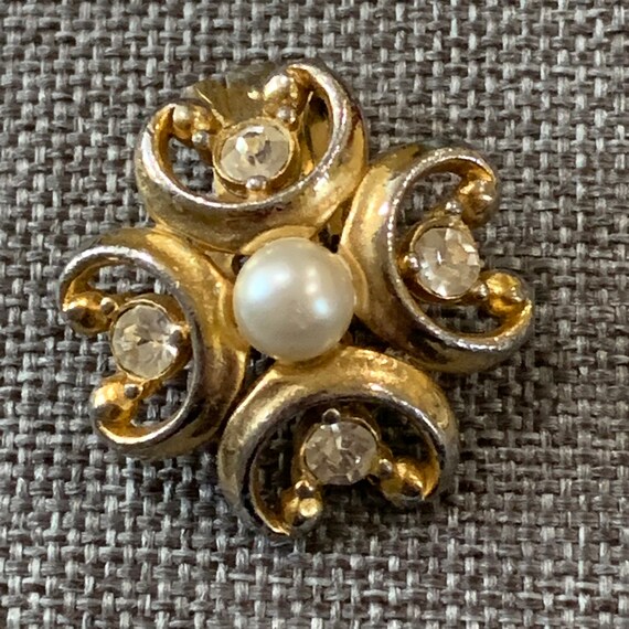 Bogoff Clip On Earrings-Faux Pearl & Rhinestone E… - image 3