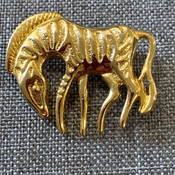 Zebra Brooch-Gold Tone Zebra Brooch-Animal Brooch