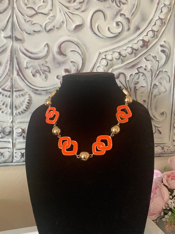 Liz Claiborne Orange Chocker Necklace-Rare Designe