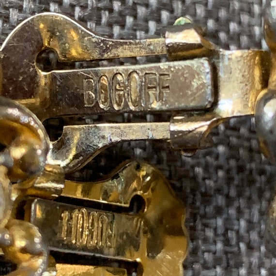 Bogoff Clip On Earrings-Faux Pearl & Rhinestone E… - image 7