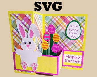 SVG Easter Bunny Card and Envelope for Cricut and Silhouette Digital Download Cutting File