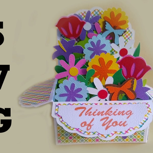 SVG Multiple Occasions Flower Pop Up Box Card and Envelope for Cricut and Silhouette Digital Download Cutting File