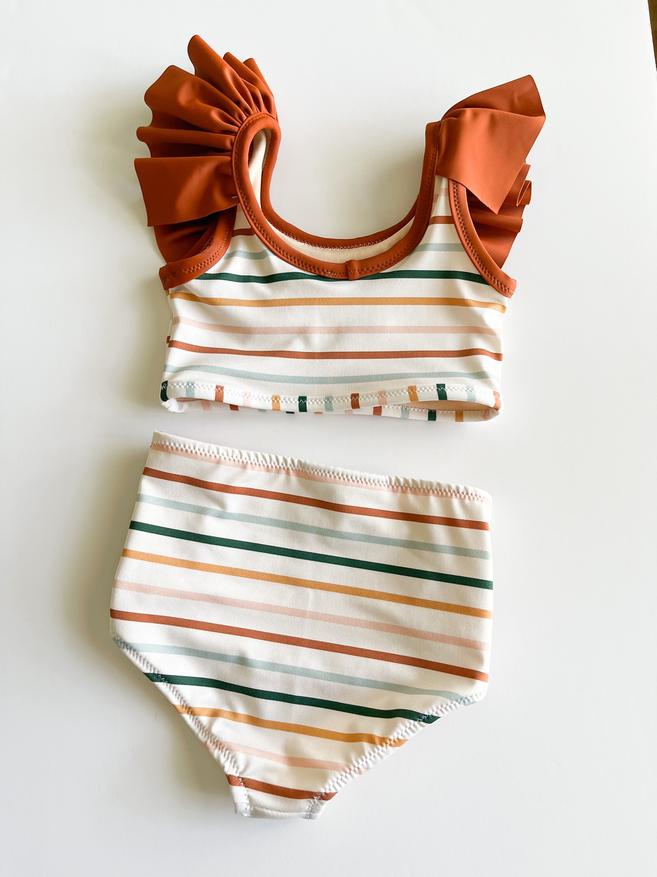 Girls High Waisted Rainbow Stripe Swimsuit// Toddler Girls Etsy