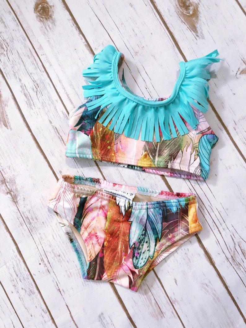 Fringed Feather Girl Bathing Suit/ Fringe Baby Bikini/ Etsy