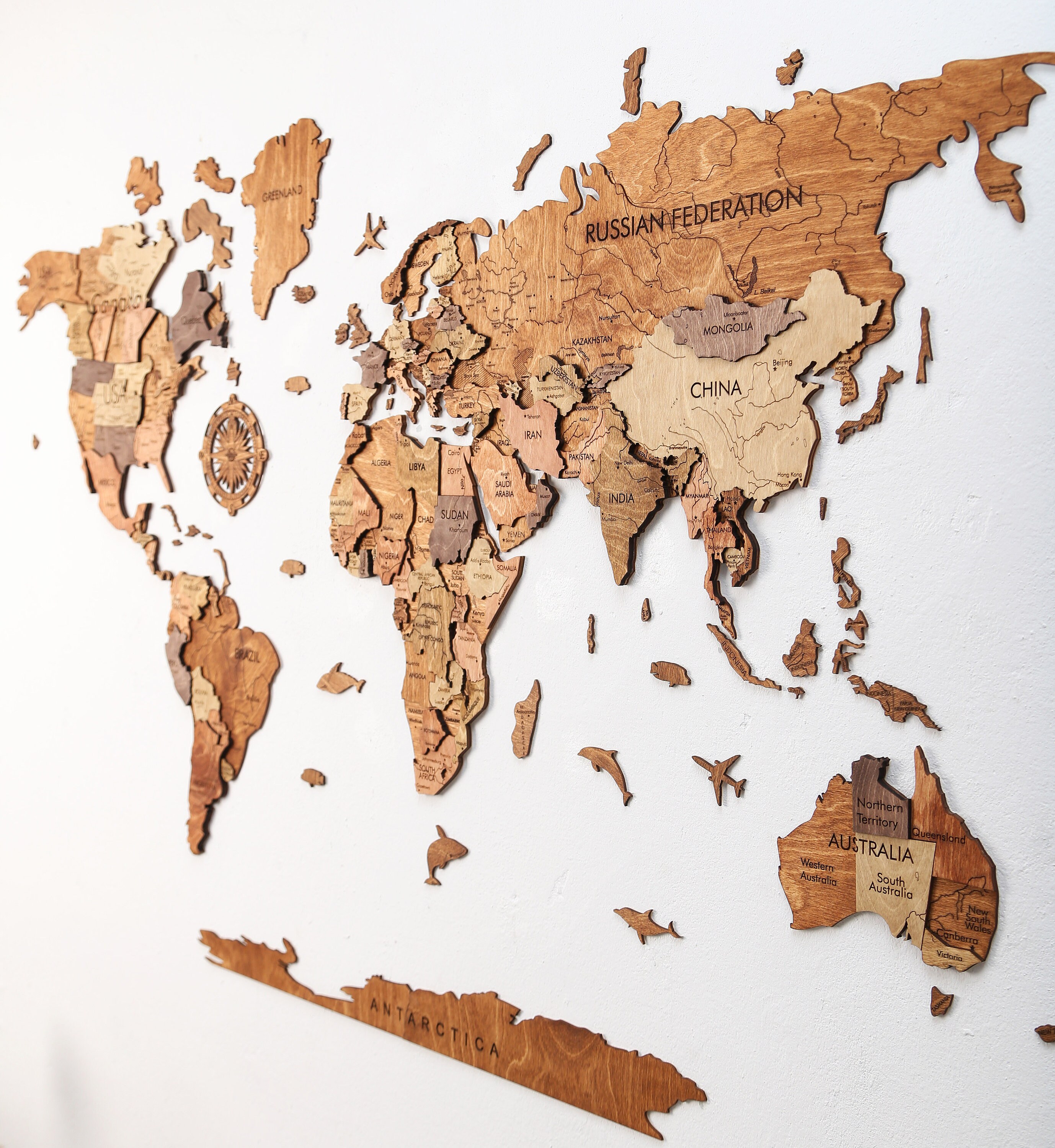 Wood World Map Rustic Home Housewarming Gift Push Pin World Etsy