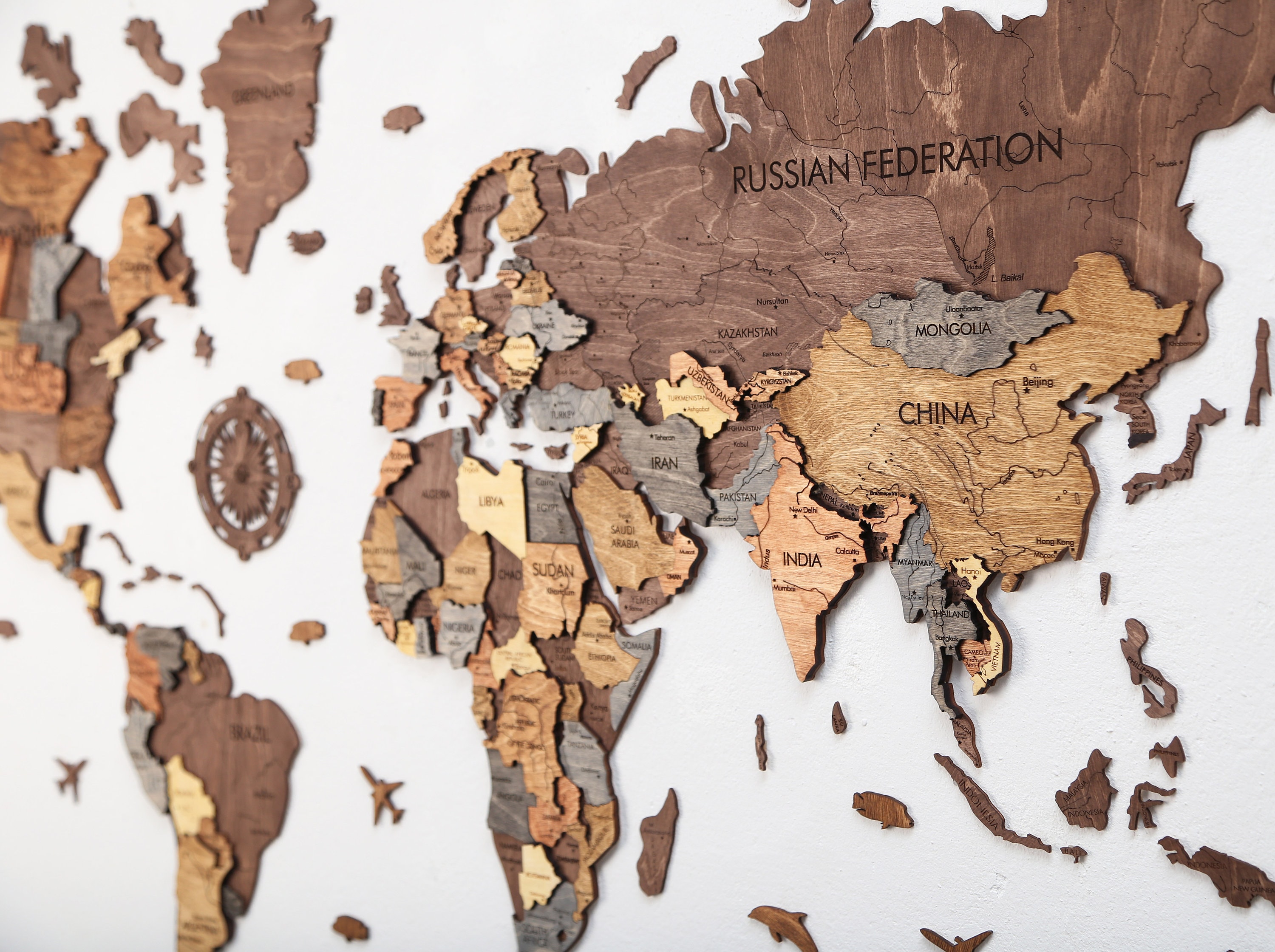 Weltkarte Holz Wall World Map Home Decor Gift Wooden World Map Etsy UK