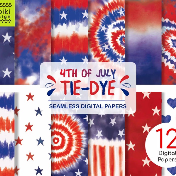 4th of July seamless tie dye, digital paper pack, seamless pattern file, tie-dye pattern, shibori, america, digital pattern, usa, batik