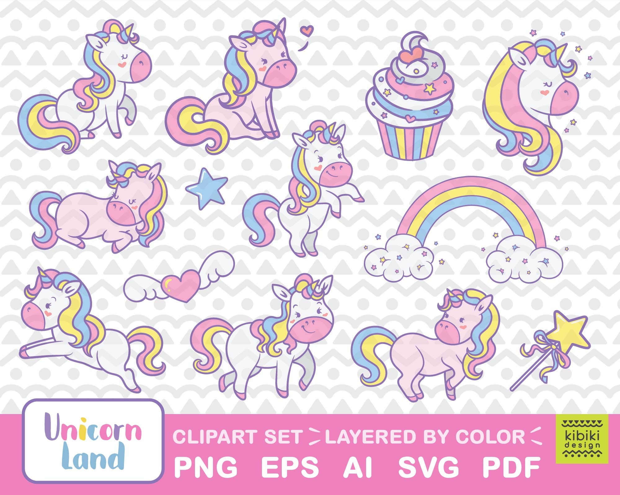 Unicorn Svg Clipart Unicorns Cupcake Svg Commercial - Etsy
