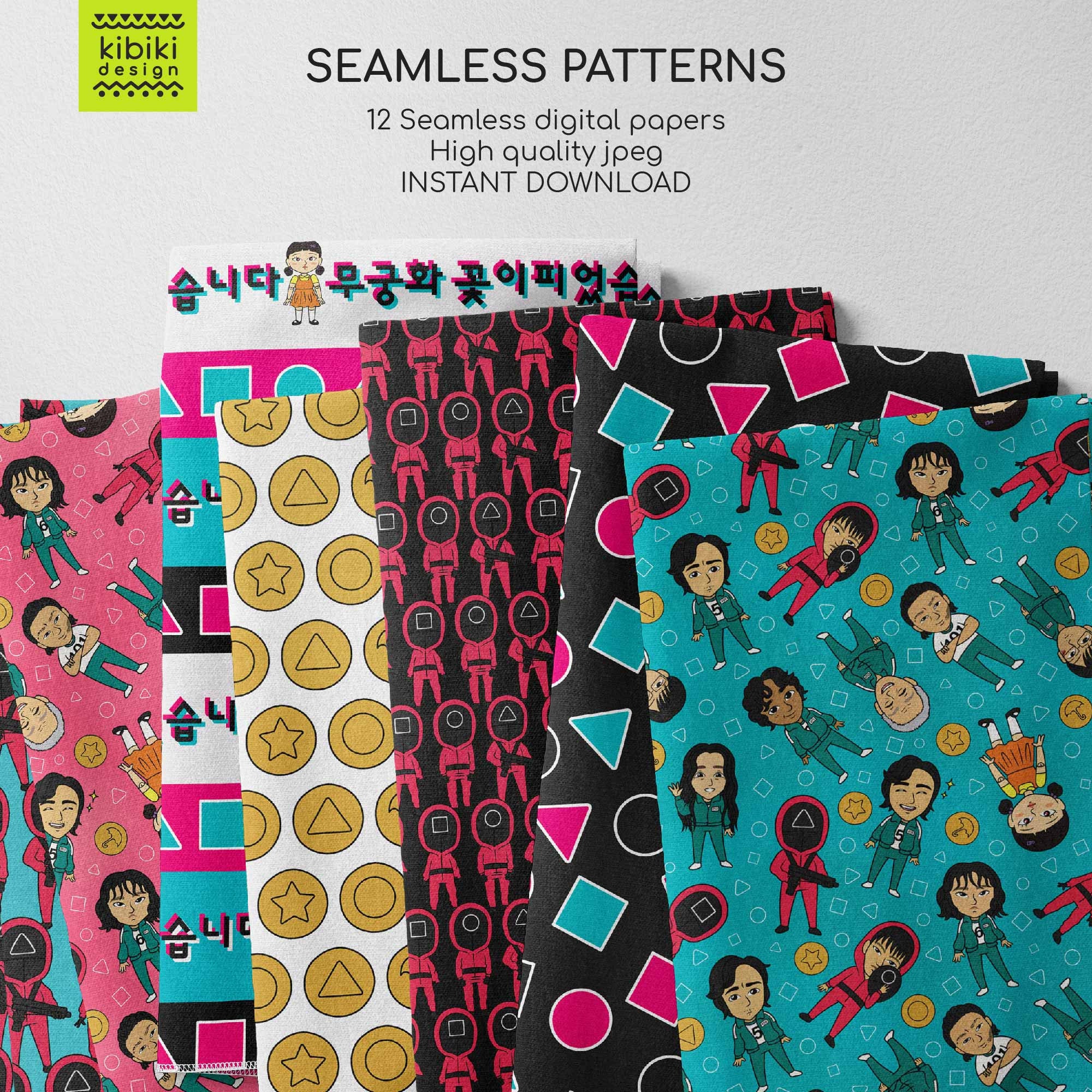 Squid Digital Paper Digital Paper Pack Squidgame Scrapbook - Etsy