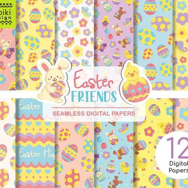 Easter digital paper pack, easter bunny seamless, peeps papers, high quality, seamless pattern set, paper bundle, easter bunny, easter eggs