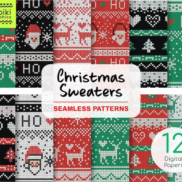 Christmas seamless pattern, Christmas sweaters, Knitted texture, Funny Christmas, Printable, Ugly Christmas Sweaters