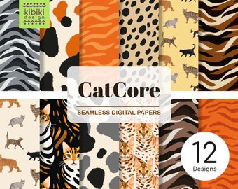 Cats digital paper, high quality designs for sublimation, animals print digital paper pack