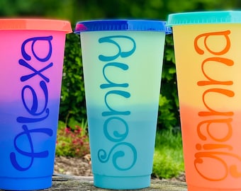 Personalized Color Changing Cold Cup with Lid & Straw - 24 oz