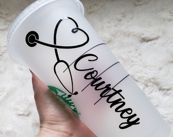 Personalized Starbucks Nurse Cup 24oz with Lid and Straw, Doctor Gift - Nurse Gift - EMS Gift - UltraSounds Tech