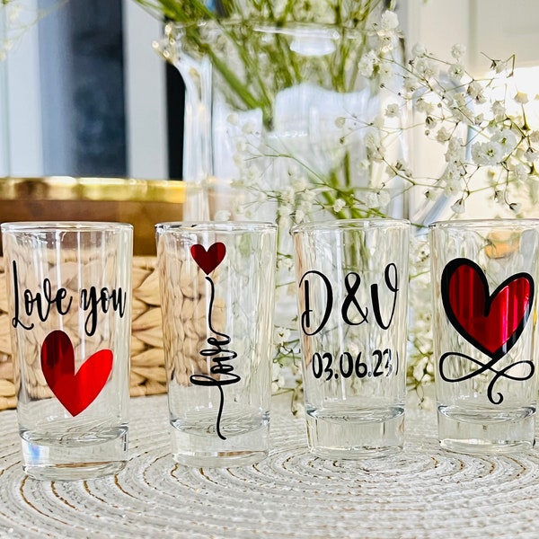 Romantic Personalized Shot Glasses, Perfect Souvenir for a Love One (Please email me personalizations)