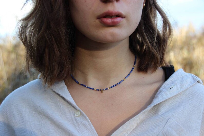 seed beads and brass drops Necklacechokerpearl necklace Rayana with colorful beads