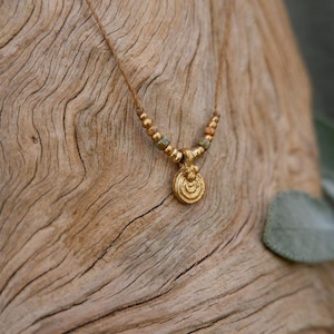 MAYLA, handmade, filigree brass charm macrame necklace, boho jewelry image 4