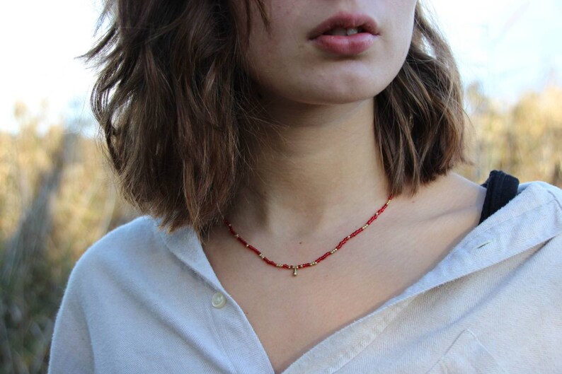 seed beads and brass drops Necklacechokerpearl necklace Rayana with colorful beads