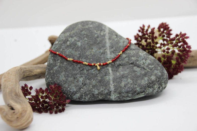 seed beads and brass drops Necklacechokerpearl necklace Rayana with colorful beads