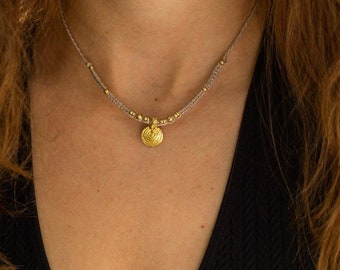 SAIRA macrame necklace with various pendants, boho, hippie
