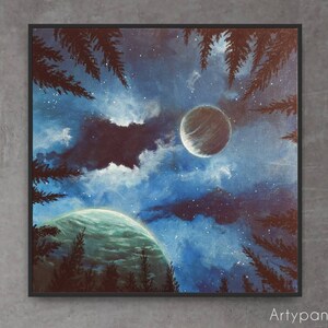 Large Galaxy Original Painting, Acrylic Painting, Wall Art Canvas, Night Sky Painting, Space Art, handmade painting, image 3